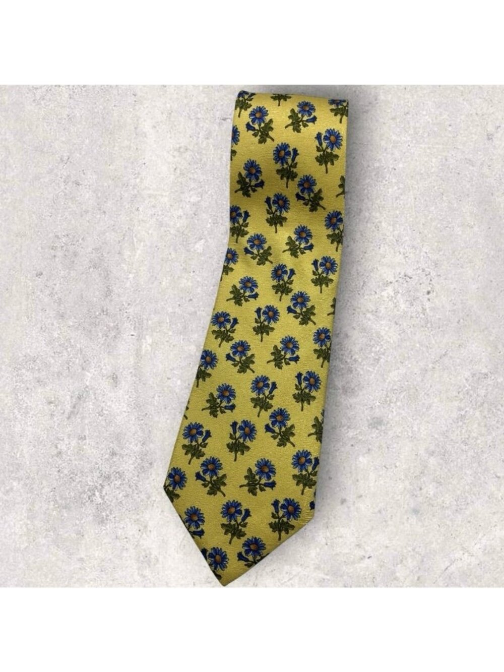 GIORGIO REDAELLI Silk Tie ITALY Yellow Blue Green Floral W:3.8" EUC
